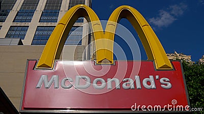Mc Donalds sign in Chicago - CHICAGO. UNITED STATES - JUNE 11, 2019 Editorial Stock Photo
