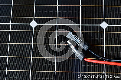 MC4 socket connector of solar cell panel Stock Photo