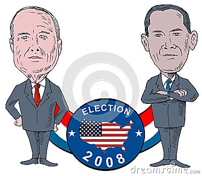 McCain and Obama Cartoon Illustration