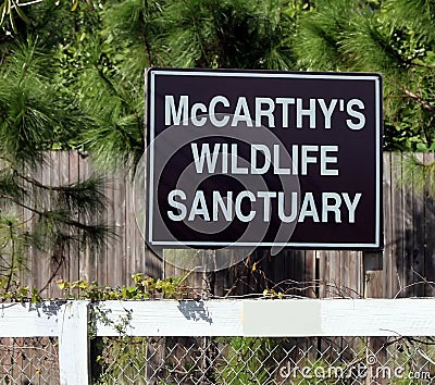 McCarthy`s Wildlife Sanctuary Sign Stock Photo