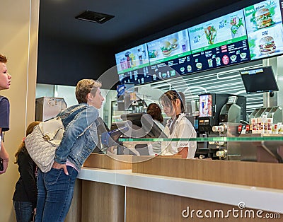 McDonald restaurant interior in Graz, Austria Editorial Stock Photo