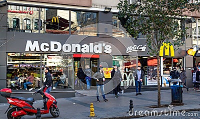 McDonald`s Restaurant in Sultanahmet, Istanbul. Exterior view Editorial Stock Photo