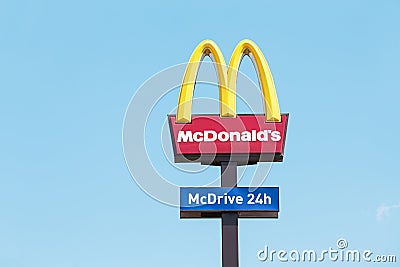 McDonald`s sign Editorial Stock Photo