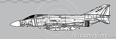 McDonnell Douglas Phantom II F3. F-4J UK. Vector drawing of air defence interceptor. Vector Illustration