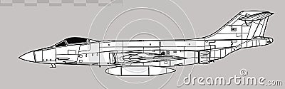 McDonnell F-101A/C Voodoo. Vector drawing of supersonic jet fighter. Vector Illustration