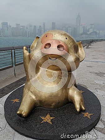 Mcdull pig hog cartoon statue Hong Kong Editorial Stock Photo