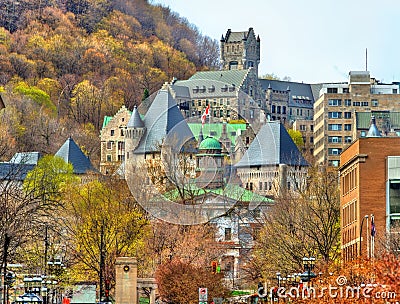 McGill University, McTavish reservoir and Royal Victoria Hospital in Montreal - Canada Stock Photo