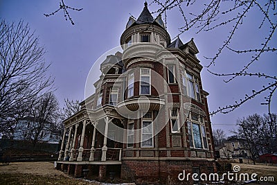 1889 McInteer Villa haunted attraction in Atchison Kansas Editorial Stock Photo