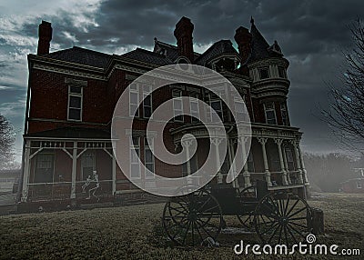 1889 McInteer Villa haunted attraction in Atchison Kansas Editorial Stock Photo