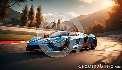 the mclaren super car is driving on a track Stock Photo