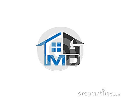 MD Letter Home service And Home Repair Logo Design Vector Illustration