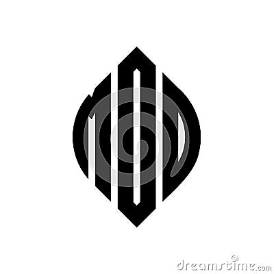 MDD circle letter logo design with circle and ellipse shape. MDD ellipse letters with typographic style. The three initials form a Vector Illustration