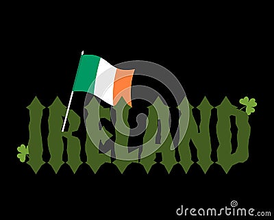 Mde in Ireland emblem. Irish flag sign. National tape. Vector Illustration