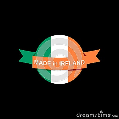 Mde in Ireland emblem. Irish flag sign. National tape. Logo for Vector Illustration