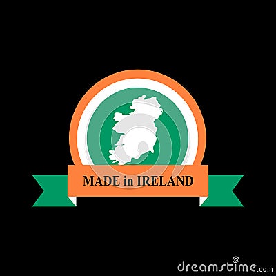 Mde in Ireland emblem. Irish flag sign. National tape. Logo for Vector Illustration