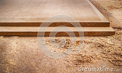 MDF chipboard with sawdust Stock Photo