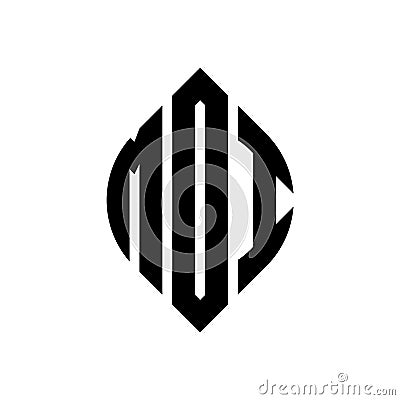 MDI circle letter logo design with circle and ellipse shape. MDI ellipse letters with typographic style. The three initials form a Vector Illustration