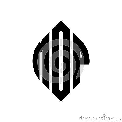 MDP circle letter logo design with circle and ellipse shape. MDP ellipse letters with typographic style. The three initials form a Vector Illustration