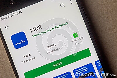 MDR - mobile App Editorial Stock Photo