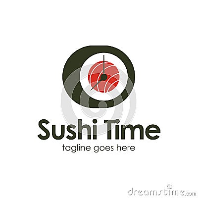 Sushi Time logo design template Vector Illustration