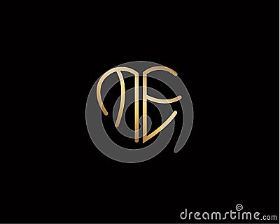 ME initial heart shape Gold colored logo Vector Illustration
