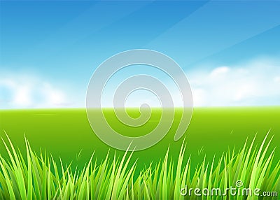 Meadow field. Summer or spring nature background with green grass landscape Vector Illustration