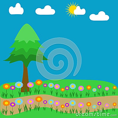 A meadow of flowers Vector Illustration