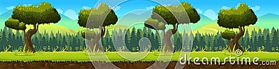 Meadow and forest, nature landscape, vector background Vector Illustration