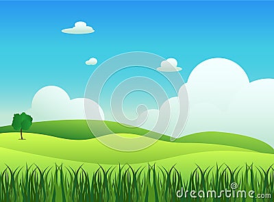 Meadow landscape with grass foreground vector Vector Illustration