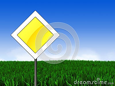 Meadow and main road sign Cartoon Illustration