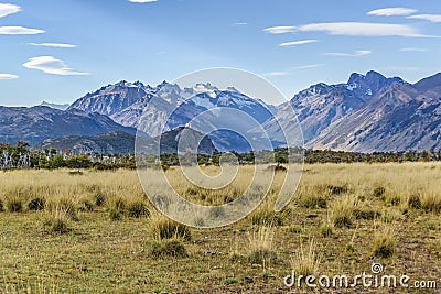 Meadow and Mountinas.Patagonia, Argentina Stock Photo
