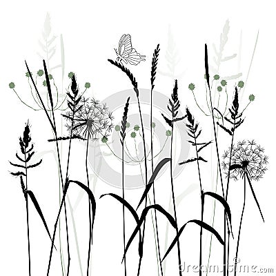 The Meadow In Summertime, plant vector Vector Illustration