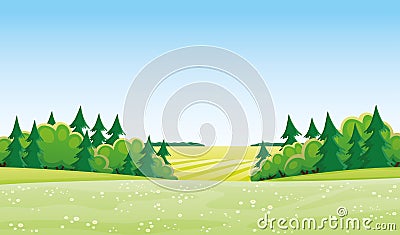 Meadow and trees. Vector Illustration