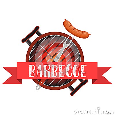 Meal cooked on the grill. Tools for grilling Vector Illustration