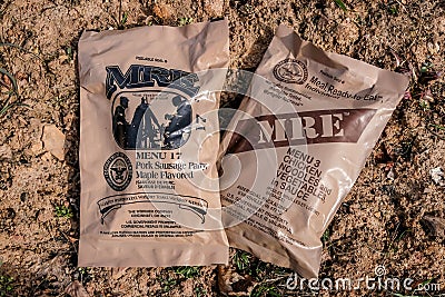 The Meal, Ready-to-Eat MRE packets for USA army Editorial Stock Photo