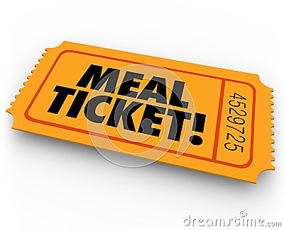 Meal Ticket Free Paying Service Support Winning Restauraunt Eating Dining Stock Photo