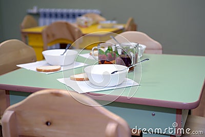 Meal time in kindergarten Stock Photo