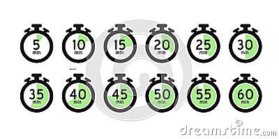 Meal Timer logo design. 5 minutes cook in boiling saucepan, fry pan, microwave watt and oven cooker Vector Illustration