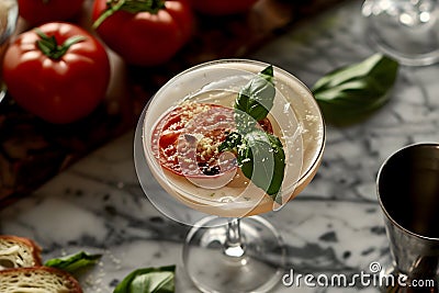Meals as drinks. Cold Pizza Cocktail Stock Photo