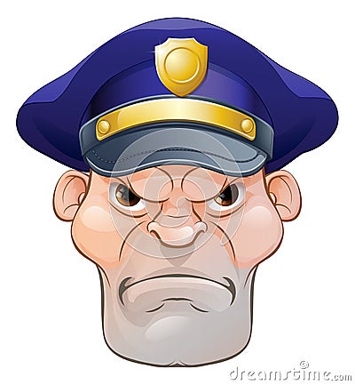 Mean Angry Cartoon Policeman Vector Illustration