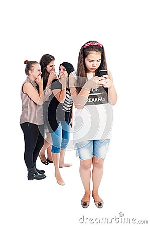 Mean and bullying girls full body Stock Photo