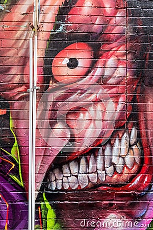 Scary looking graffiti mural Editorial Stock Photo