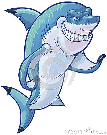 Mean Gesturing Shark Mascot Vector Cartoon Clip Art Illustration Vector Illustration