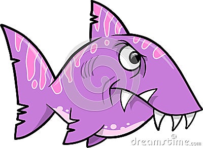 Mean Nasty Purple Shark Vector Illustration