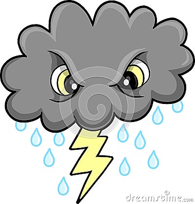 Mean Thunder Cloud Vector Vector Illustration