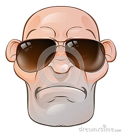 Mean Tough Cartoon Man Vector Illustration