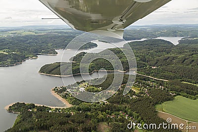 Meander of the river Vltava in the Czech Republic, view from the plane Stock Photo