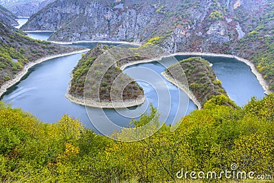Meander of the Uvac river, Serbia Stock Photo