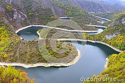 Meander of the Uvac river, Serbia Stock Photo