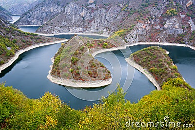 Meander of the Uvac river (Serbia) Stock Photo